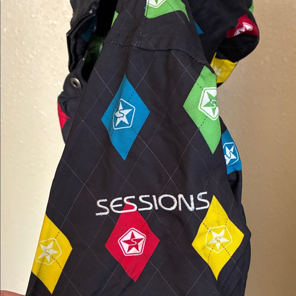 SESSIONS Men’s Puffer Jacket with Multicolor Diamond Patterns w/ RECCO tech WR 8 - Picture 6 of 8